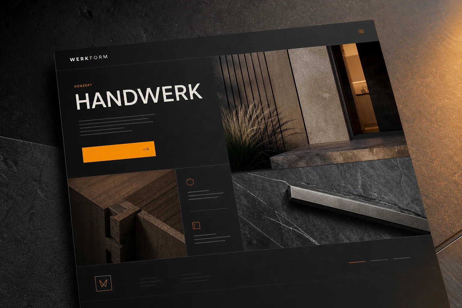 Konzept-Mockup der Kernwerk Dach & Bau Website